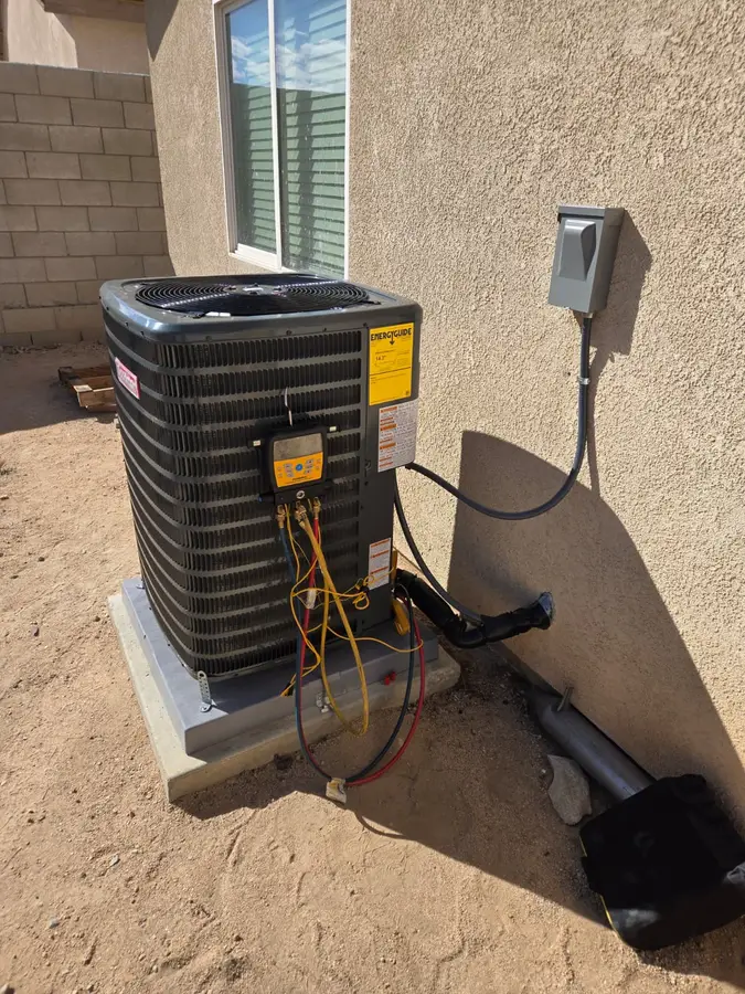 New outdoor AC condenser unit charged with R32 refrigerant by Epic Star in Studio City, CA