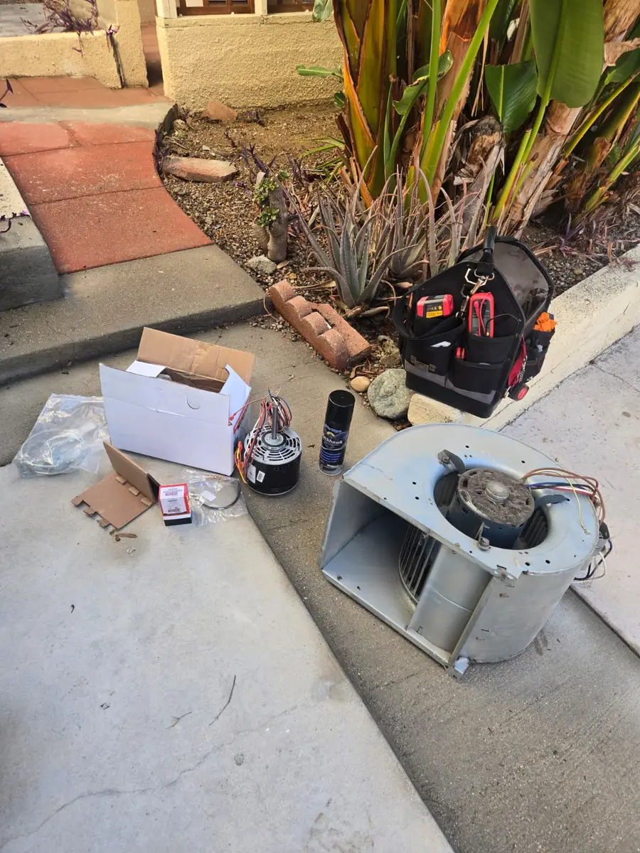 New blower motor and tools staged by Epic Star before installation in Tarzana, CA