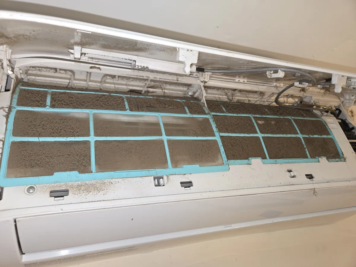 Mini-split dirty filters removed for deep cleaning by Epic Star in Sherman Oaks, CA